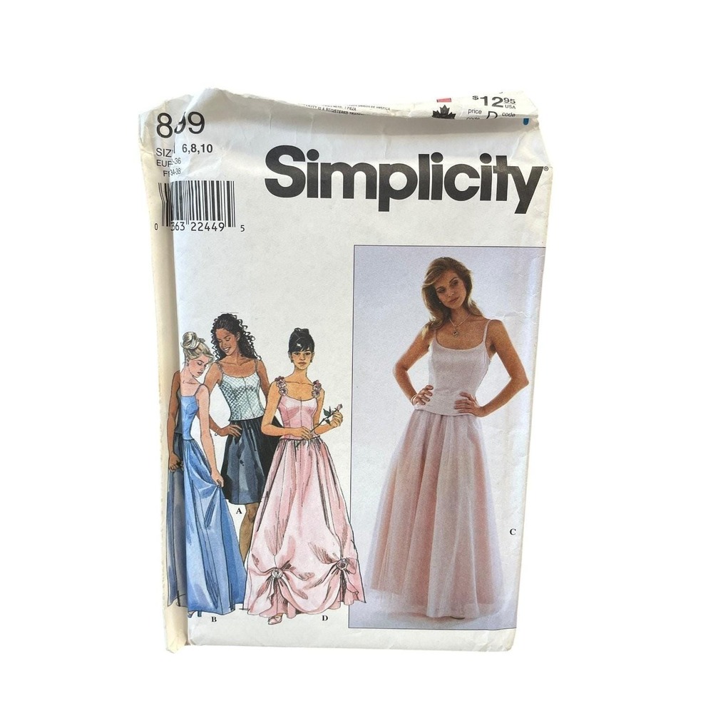 Simplicity 8499 Misses Petite Top‎ Skirt Gown Size 6-10 Formal Prom 90s